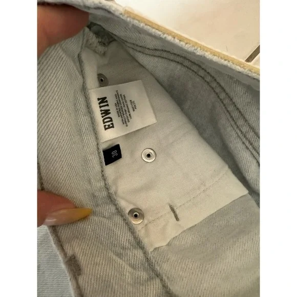 NWT $228 Anthropologie x EDWIN Women Dani Capri Light Blue Relaxed Jeans Sz 30 - Picture 7 of 8